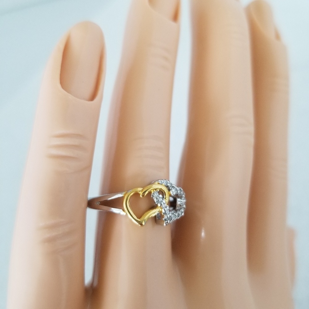 Sterling & 18k Hearts Ring - Picture 8 of 8